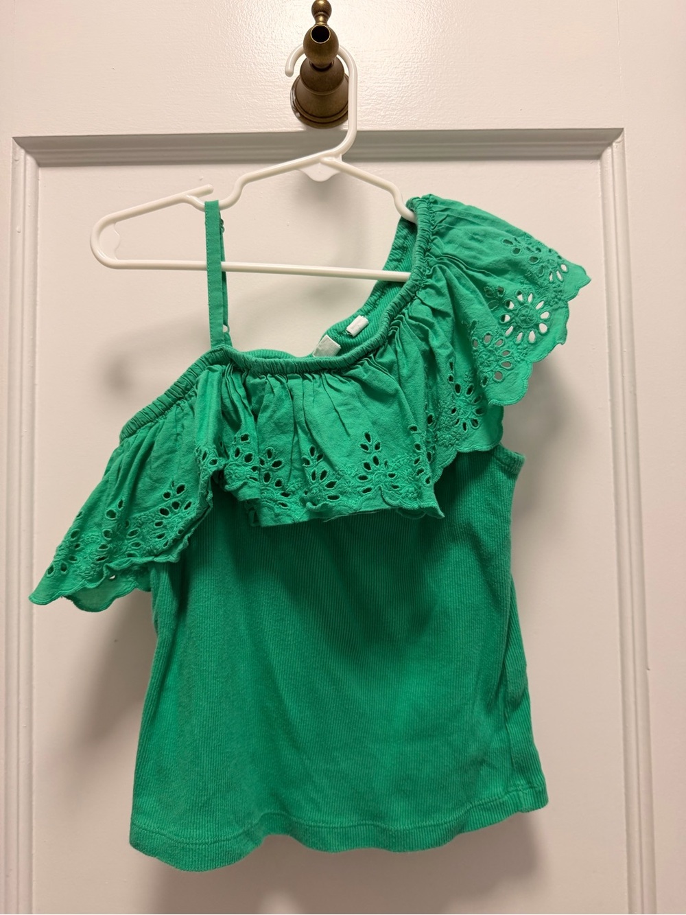 GAP Green One-Shoulder Eyelet Ruffle Tank